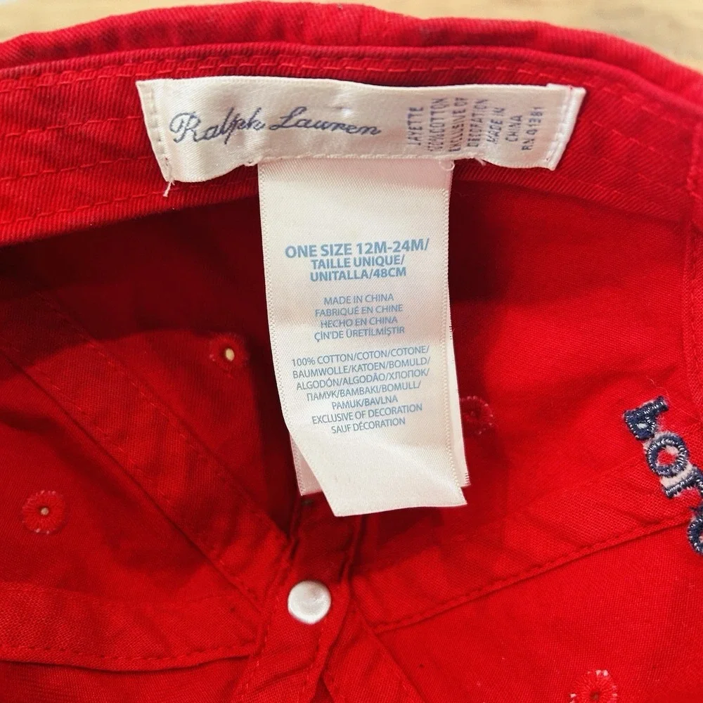 Polo Ralph Lauren Hat Cap Infant 12m 24m Red Baseball Logo Casual Preppy
